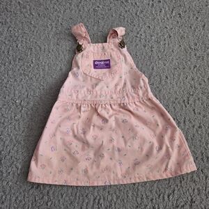 Vintage 1980s OshKosh B'gosh Pink Floral Overalls Dress 18 Months Made In USA